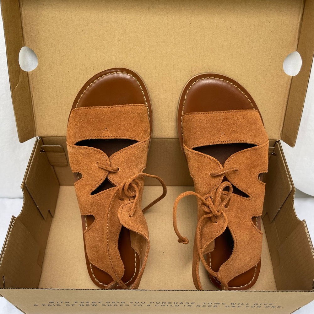 New in box. Toms Gladiator Suede Sandals. Size 6.5